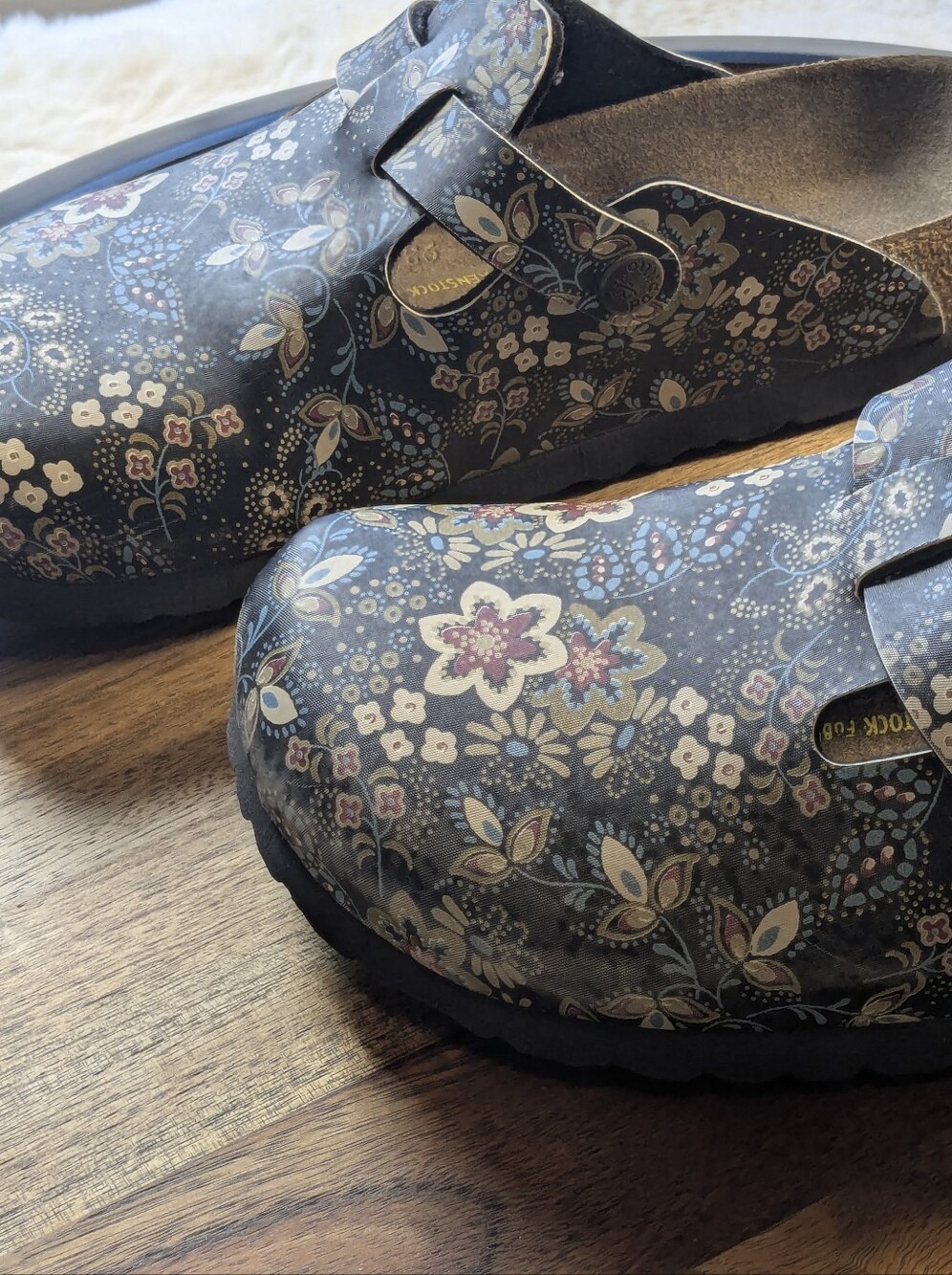 Papillio Birkenstock Floral Clogs EU 36 US 5 5.5 Black Boho Comfort Shoes - Picture 6 of 14